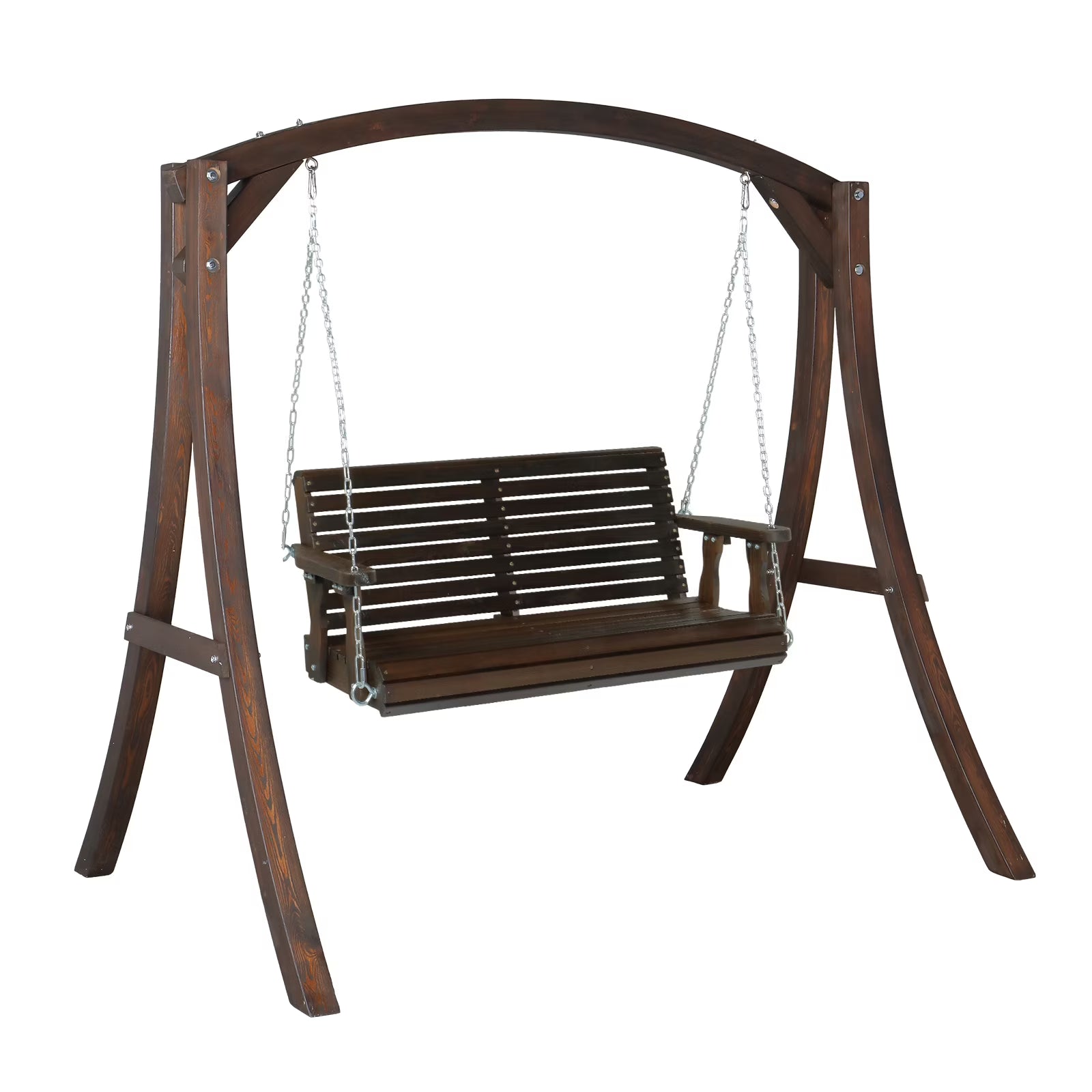 Zimtown Patio Wooden Porch Swing Swing Chair Bench Heavy Duty 880lbs with Hanging Chains for Outdoors,4 FT, Rustic