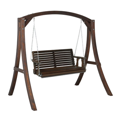 Zimtown Patio Wooden Porch Swing Swing Chair Bench Heavy Duty 880lbs with Hanging Chains for Outdoors,4 FT, Rustic