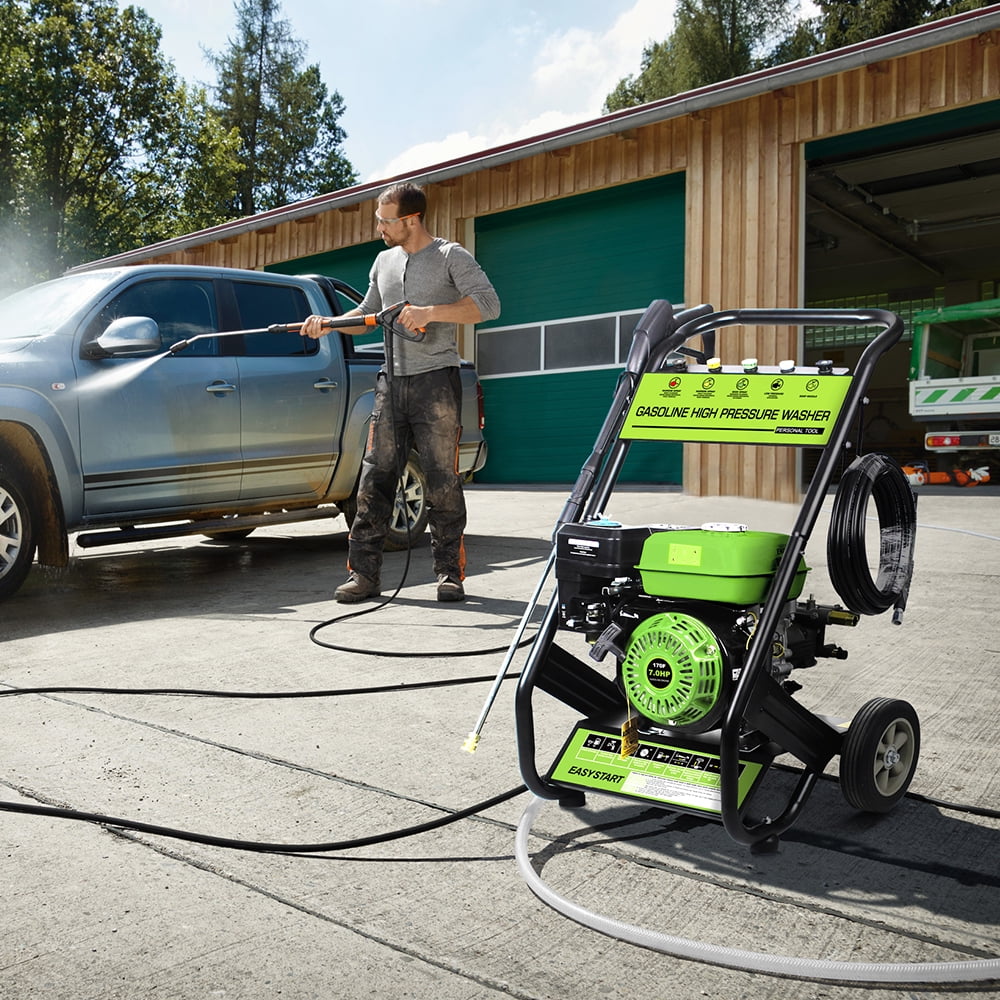 Yardmaster Gas Pressure Washer, 2600PSI 1.7GPM Power Washer for Patio& Garden, 4800W Pressure Washer with 25' High-Pressure Hose, 5 Nozzle, Soap Tank & Spray Gun, Black& Green