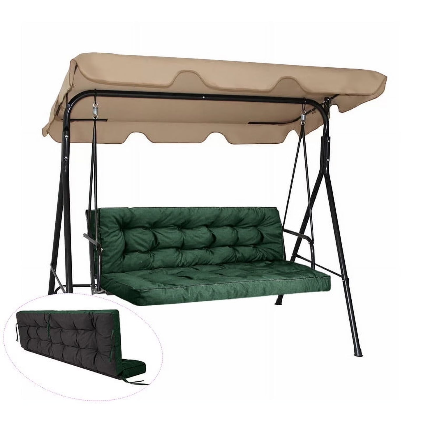 Swing Cushions 3 Seater Replacement, Waterproof Porch Swing Cushions, Thicken 5" Bench Cushions for Outdoor Furniture With Backrest , Patio Garden Loveseat Sofa Pads