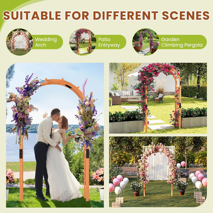 Moccha 7.7 FT Garden Arbor, 93" Wood Arbor Trellis for Climbing , Rose, Ivy, Outdoor Archway Pergola, Solid Wood Backdrop Stand, Garden Arch for Lawn Patio Bridal Party Pathway Ceremony Wedding