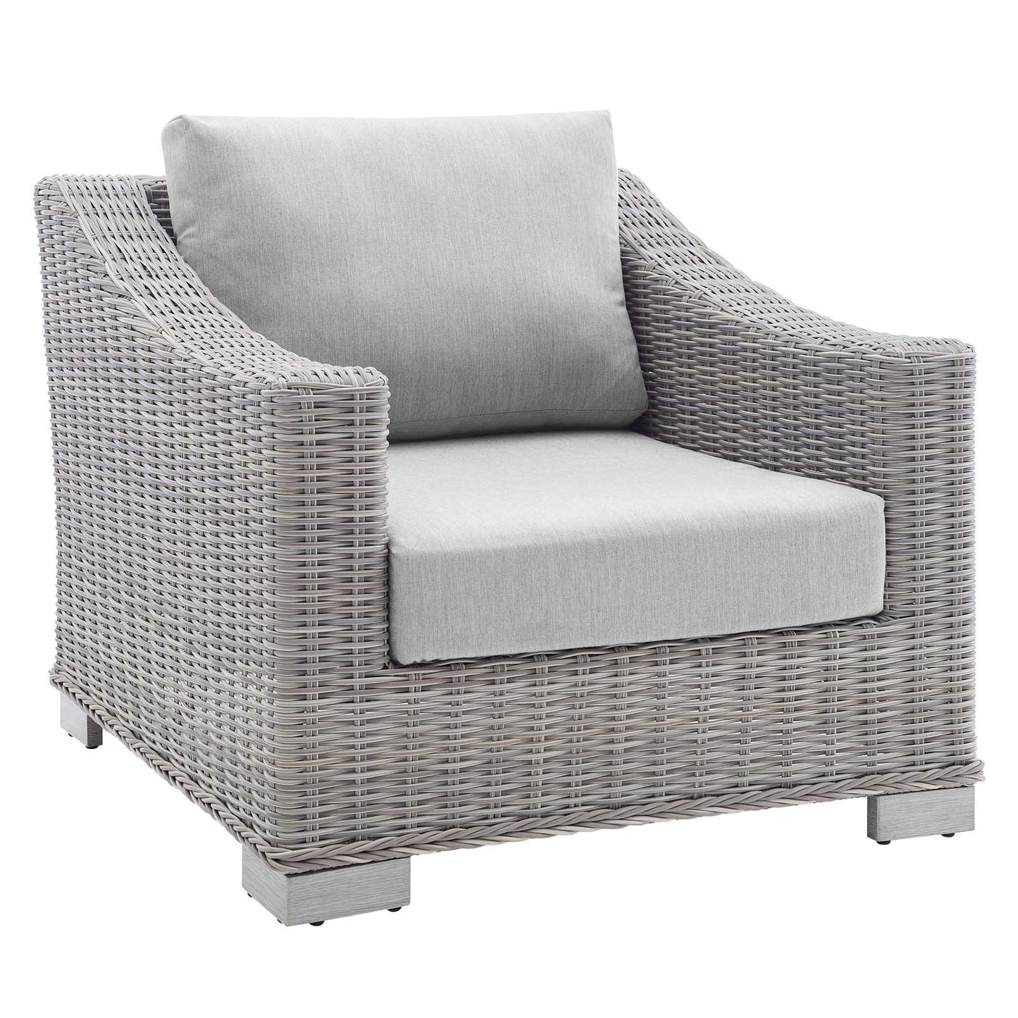 Modway Conway Sunbrella® Outdoor Patio Wicker Rattan 9-Piece Sectional Sofa Set in Light Gray Gray