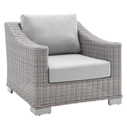 Modway Conway Sunbrella® Outdoor Patio Wicker Rattan 9-Piece Sectional Sofa Set in Light Gray Gray