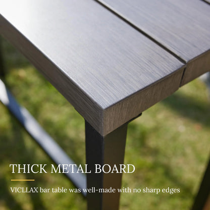 Vicllax Patio Rectangle Bar Table Metal Modern Style for Porch Garden (45.3"Lx13.8"Wx37.4"H)