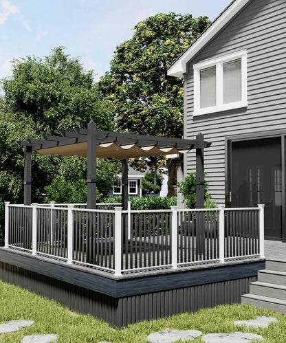Outdoor Pergola with Adjustable Roof,Modern Metal Patio Aluminum Pergola,Reinforced Frame Outdoor Shelter with Sun Shade Canopy,Shade Cover for Garden,Backyard and Deck