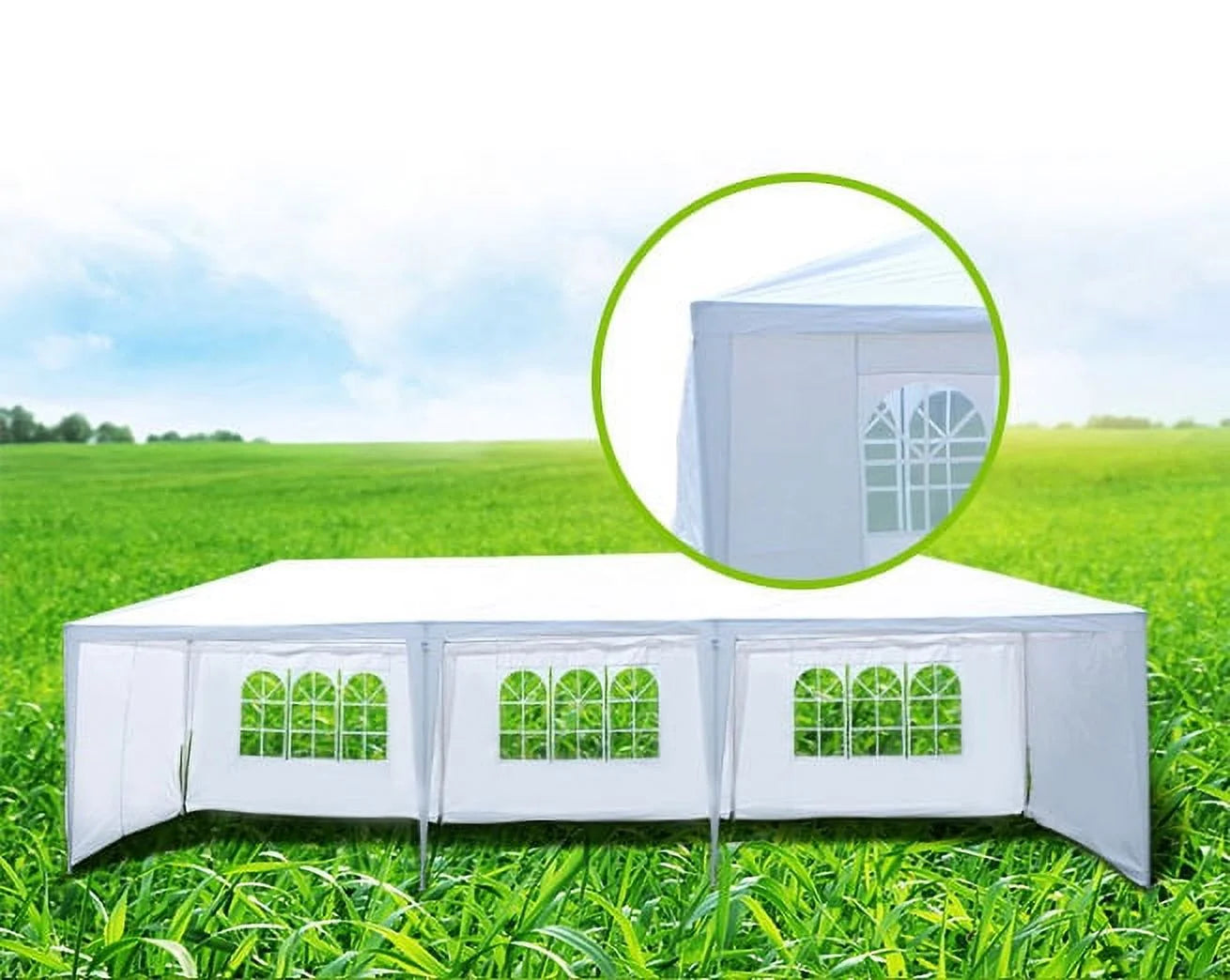Welax 10'x30' Outdoor Party Tent with 5 Removable Sidewalls, Outdoor Gazebo Event Tent for Garden, Patio and Backyard, White