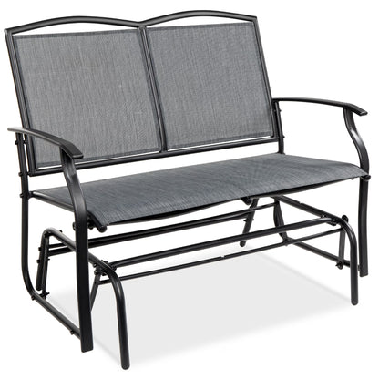 Best Choice Products 2-Person Outdoor Swing Glider, Steel Patio Loveseat, Bench Rocker w/Armrests - Black