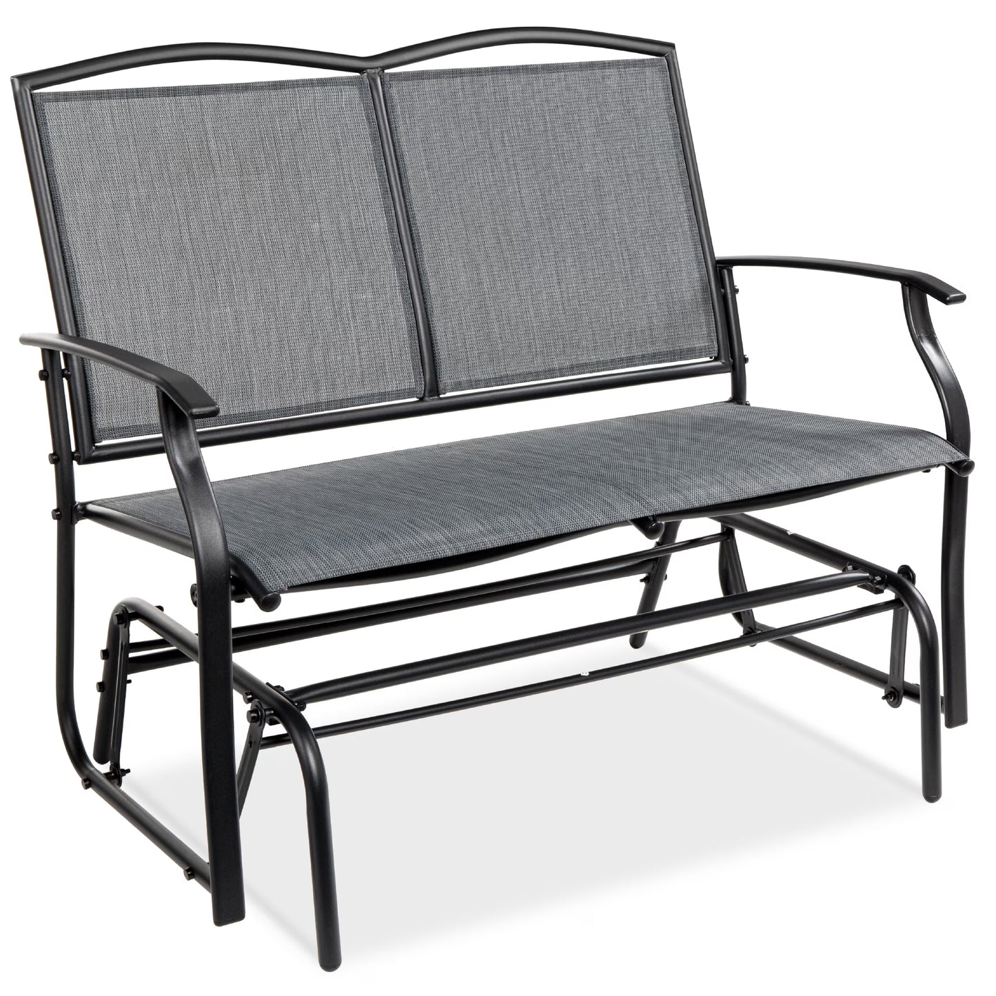 Best Choice Products 2-Person Outdoor Swing Glider, Steel Patio Loveseat, Bench Rocker w/Armrests - Gray