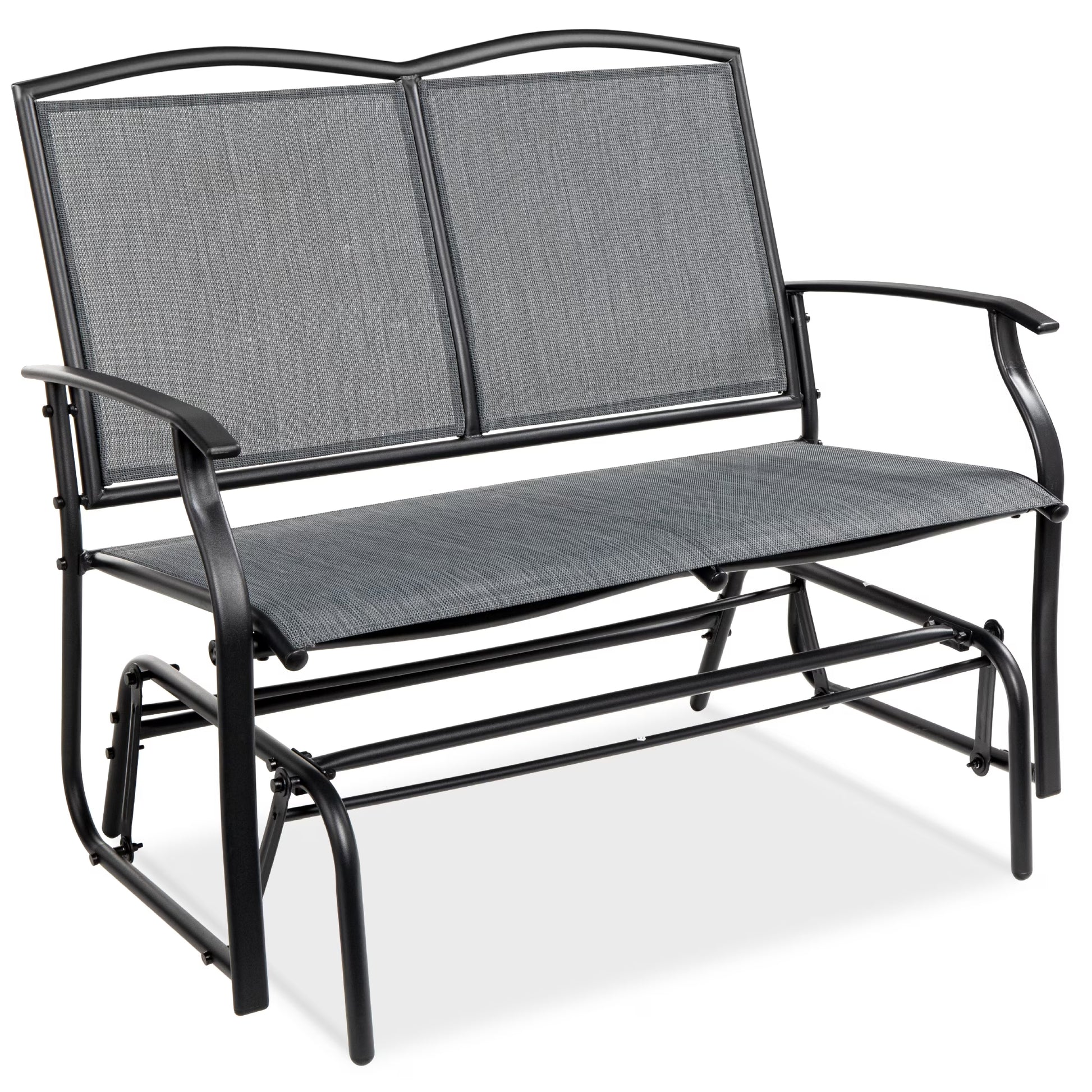 Best Choice Products 2-Person Outdoor Swing Glider, Steel Patio Loveseat, Bench Rocker w/Armrests - Gray