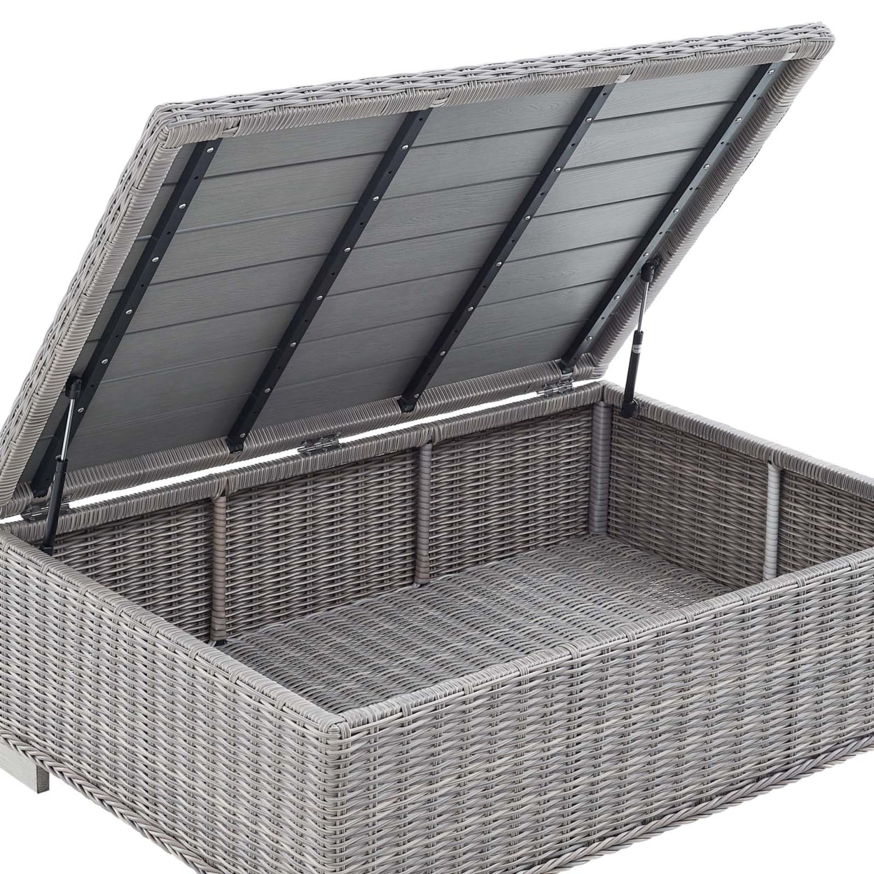 Modway Conway 45" Outdoor Patio Wicker Rattan Coffee Table in Light Gray