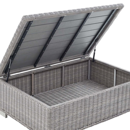 Modway Conway 45" Outdoor Patio Wicker Rattan Coffee Table in Light Gray
