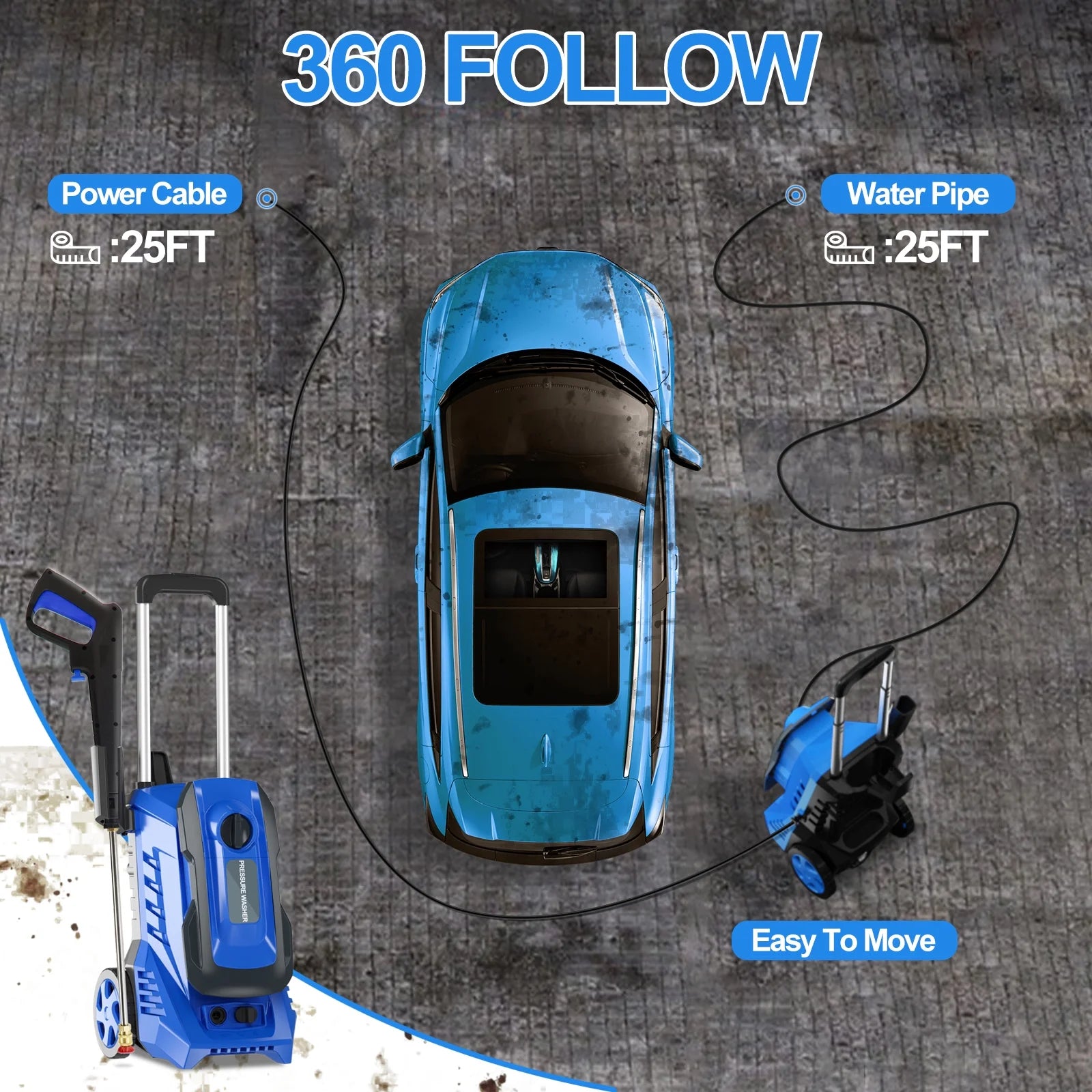 Electric Pressure Washer Power Washer - 4800PSImax 2.8GPM Wash Machine Electric Powered with Foam Cannon for Car, Floor, Garage, Patio Washing