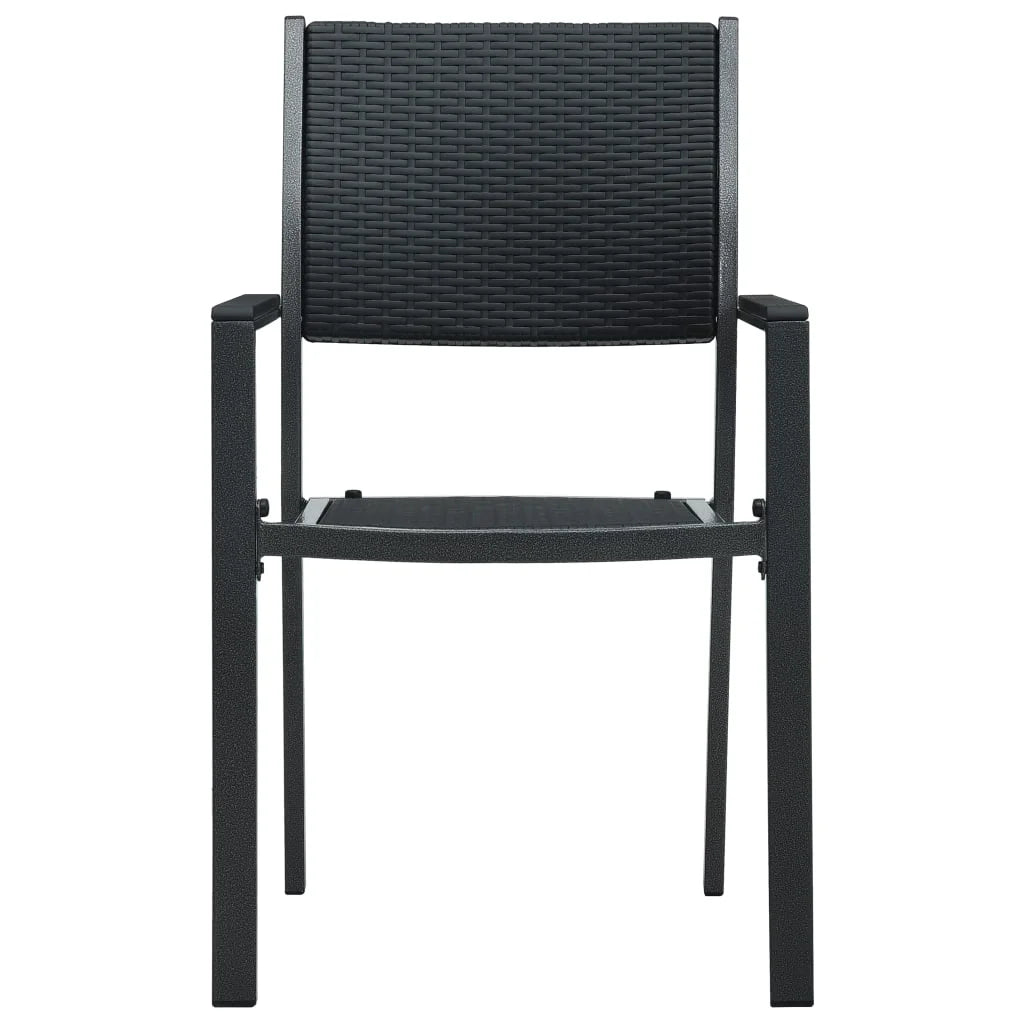 vidaXL Patio Chairs Dining Chair for Deck Porch Black Plastic Rattan Look