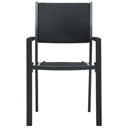 vidaXL Patio Chairs Dining Chair for Deck Porch Black Plastic Rattan Look