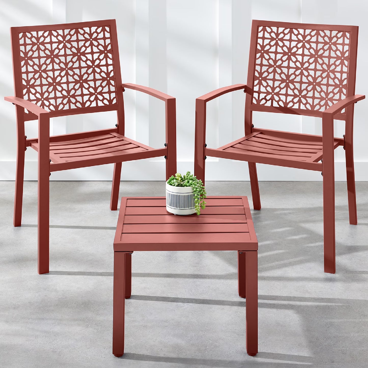 Best Choice Products 3-Piece Stackable Steel Outdoor Conversation Bistro Set, Patio Chat Furniture w/2 Chairs, Table- Black