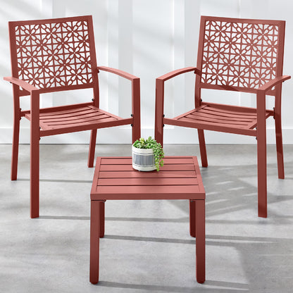 Best Choice Products 3-Piece Stackable Steel Outdoor Conversation Bistro Set, Patio Chat Furniture w/2 Chairs, Table- Black