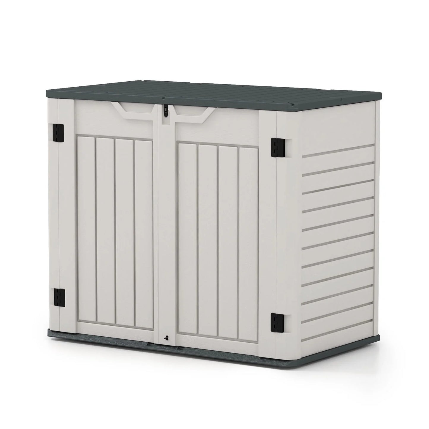 Patiowell 260 Gallon Outdoor Horizontal Storage Sheds, All-Weather Resin Tool Shed with Lockable Multi-Opening Door, Outdoor Storage Box for Trash Cans, Tools and Bicycles