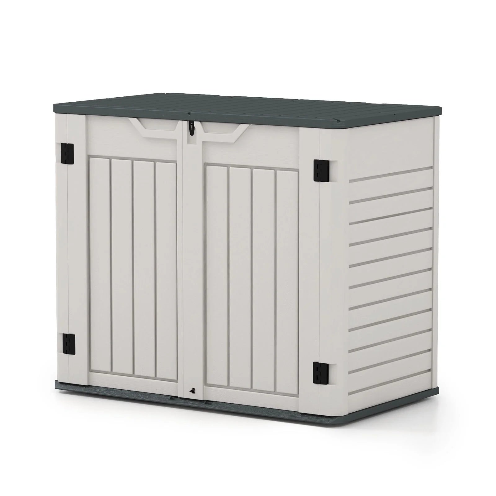 Patiowell 260 Gallon Outdoor Horizontal Storage Sheds, All-Weather Resin Tool Shed with Lockable Multi-Opening Door, Outdoor Storage Box for Trash Cans, Tools and Bicycles