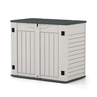 Patiowell 260 Gallon Outdoor Horizontal Storage Sheds, All-Weather Resin Tool Shed with Lockable Multi-Opening Door, Outdoor Storage Box for Trash Cans, Tools and Bicycles