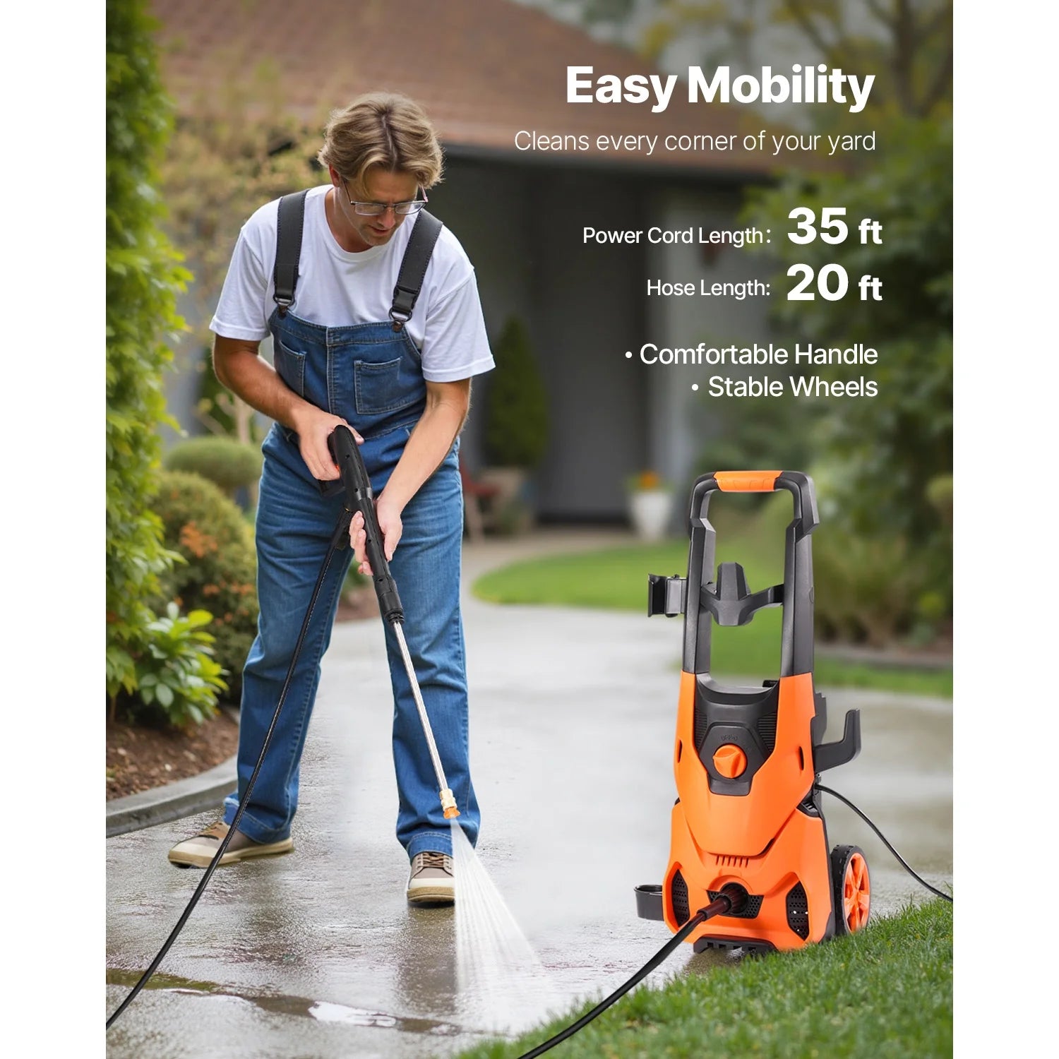 VEVOR Electric Pressure Washer, 4200 PSI Max 2.8 GPM Power Washer with 20 ft Hose, 4 Quick-Connect Nozzles and Foam Cannon, Suitable for Cars, Fences, Driveways, Patios