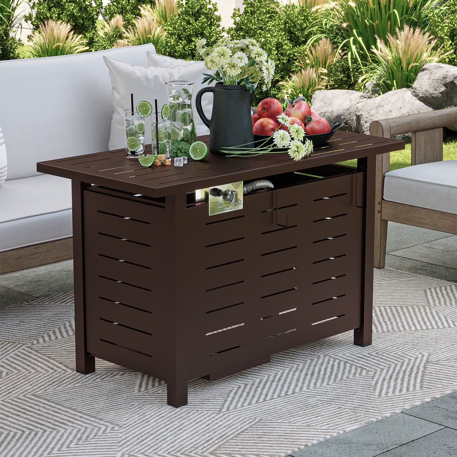Clouddwell 40" Black Propane Fire Pit Table, 50,000 BTU Outdoor Gas Firepit with Lava Rocks, Removable Lid & Waterproof Cover for Patio Black