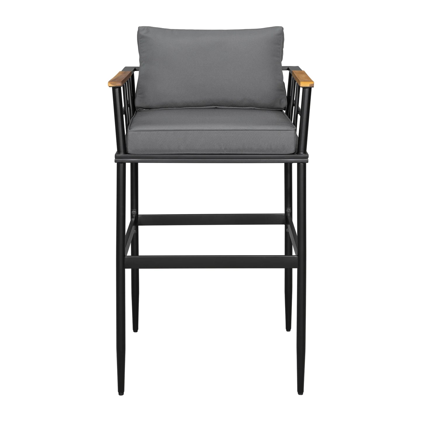 Harper & Bright Designs Iron Outdoor Counter Height Dining Set for 4, 5 Pieces All-Weather Patio Dining Furniture Set with Table and 4 Chairs for Pub Backyard Balcony Garden, Gray