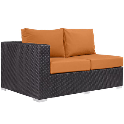 Modway Convene Outdoor Patio Left Arm Loveseat in Espresso Red