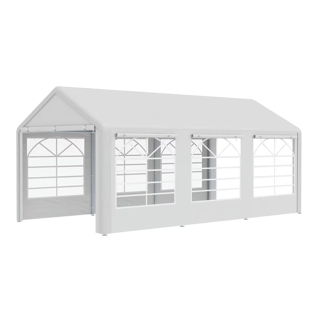 Topcobe 10' x 20' Heavy Duty Party Tent & Carport with Removable Sidewalls and Double Doors, Large Canopy Tent, Sun Shade Shelter, Outdoor Patio Canopy for Garden Backyard Parties, BBQ, White