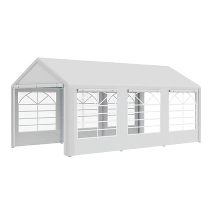 Topcobe 10' x 20' Heavy Duty Party Tent & Carport with Removable Sidewalls and Double Doors, Large Canopy Tent, Sun Shade Shelter, Outdoor Patio Canopy for Garden Backyard Parties, BBQ, White