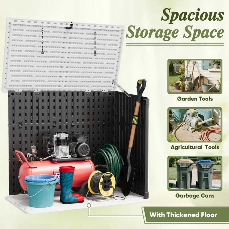 Devoko Outdoor Storage Shed Resin, 35 Cu.Ft Large Capacity Waterproof Plastic Storage Cabinet with Lockable for Garden and Patio