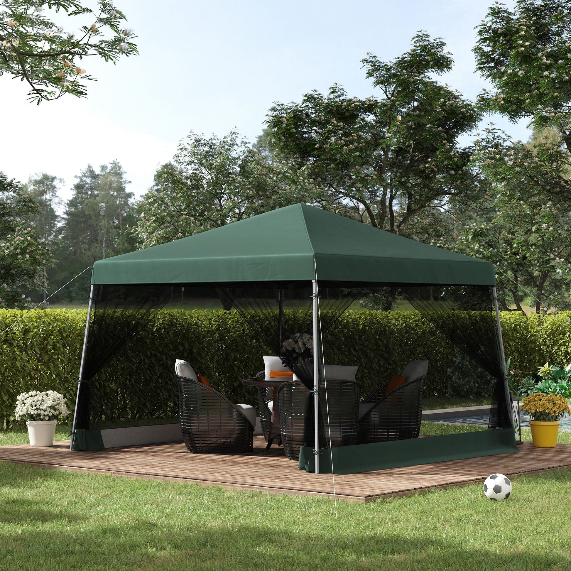 CoSoTower Slant Leg Pop Up Tent with Netting and Carry Bag, Instant Sun Shelter, Tents for Parties, Height Adjustable, for Outdoor, Garden, Patio, (11.5'X11.5' Base/10'X10' Top), Green