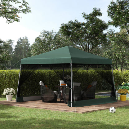 CoSoTower Slant Leg Pop Up Tent with Netting and Carry Bag, Instant Sun Shelter, Tents for Parties, Height Adjustable, for Outdoor, Garden, Patio, (11.5'X11.5' Base/10'X10' Top), Green
