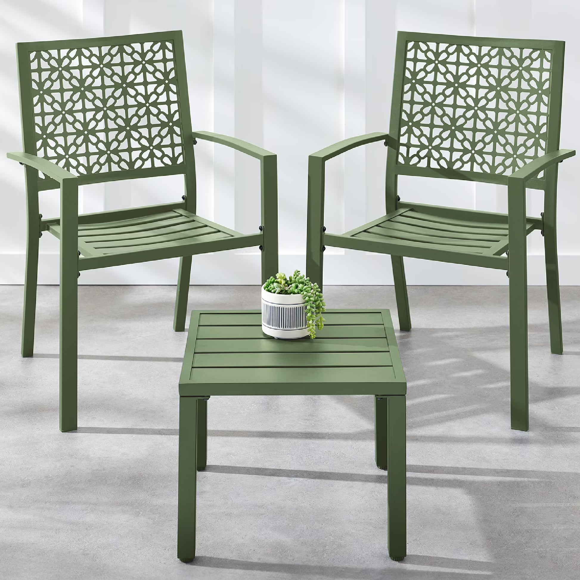 Best Choice Products 3-Piece Stackable Steel Outdoor Conversation Bistro Set, Patio Chat Furniture w/2 Chairs, Table- Black