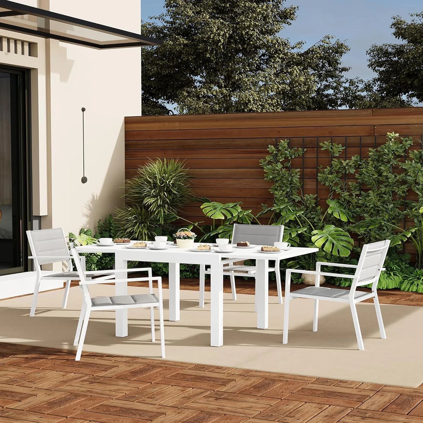 2 Piece Metal Patio Stackable Dining Chairs Set,Ventilated Material Stackable Outdoor Chairs Textilene Fabric Outdoor Aluminum Stacking Dining Chair Patio Dining Chairs