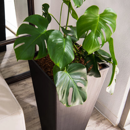 XBrand Modern 30-Inch Tall Square Planter, Modern Tapered Planter Perfect for Indoor & Outdoor Planter, Patio Décor, Black