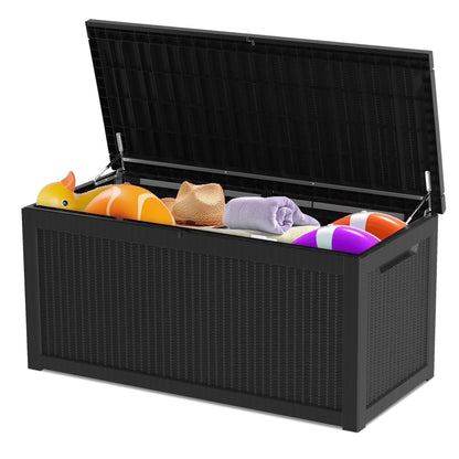 CIRUI 230 Gallon Double-Wall Resin Deck Box - Lockable Waterproof Outdoor Storage Box, 1000lbs Capacity & Doubles as Seating for Patio Furniture - Garden Tools, Pool Accessories (Black)