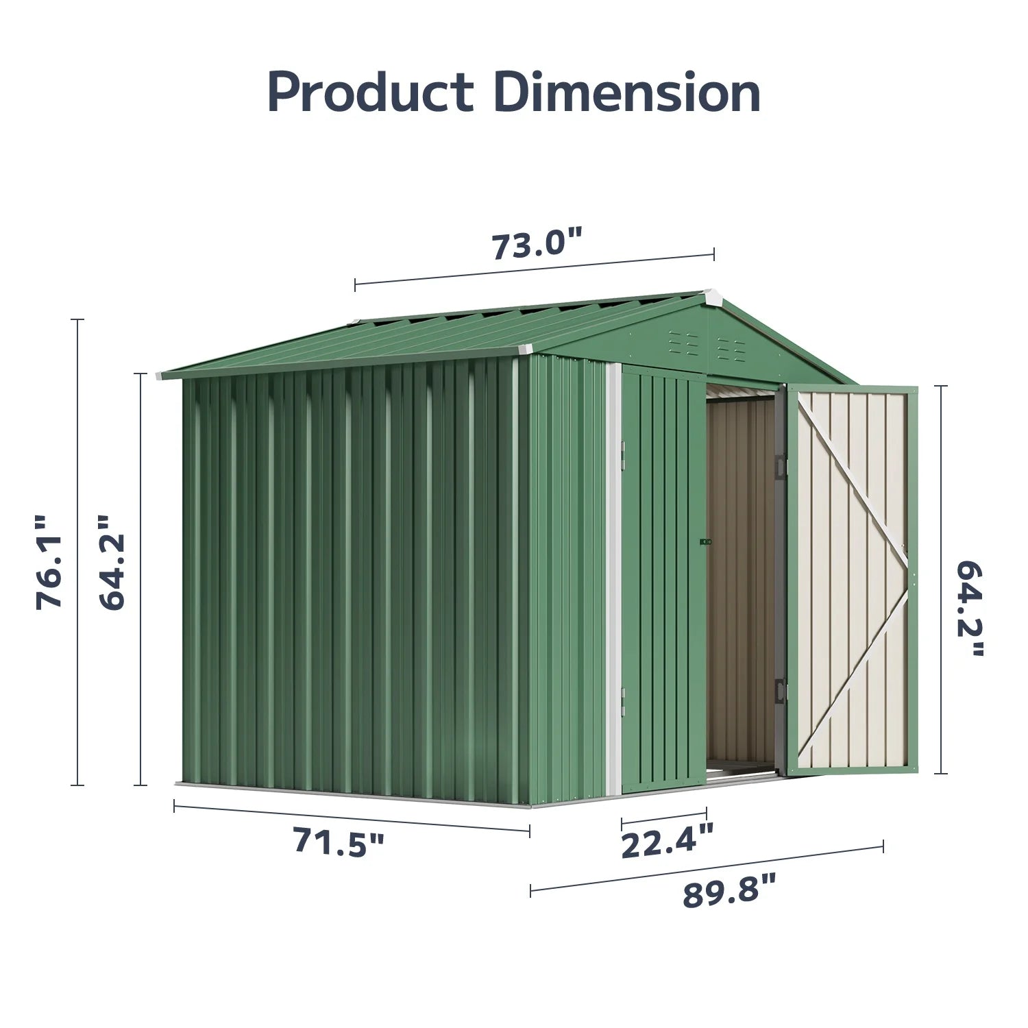 Asofer Outdoor Storage Shed 8 x 6 FT, Galvanized Metal Garden Shed with Double Lockable Doors for Backyard Patio Lawn-Green