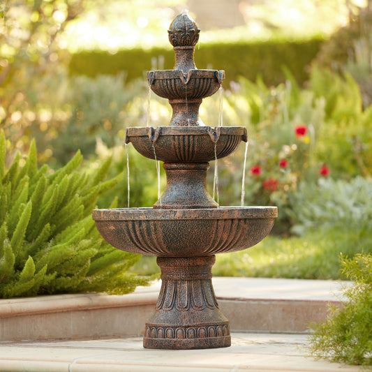 Ravenna 43" High Large Italian Indoor Outdoor Decor Faux Stone Floor Fountain Waterfall Outside Garden Patio