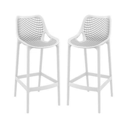Home Square Polypropylene Patio Bar Stool in Taupe - Set of 2