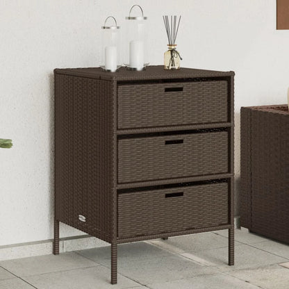 vidaXL Patio Storage Cabinet Brown 21.7"x23.2"x27.2" Poly Rattan