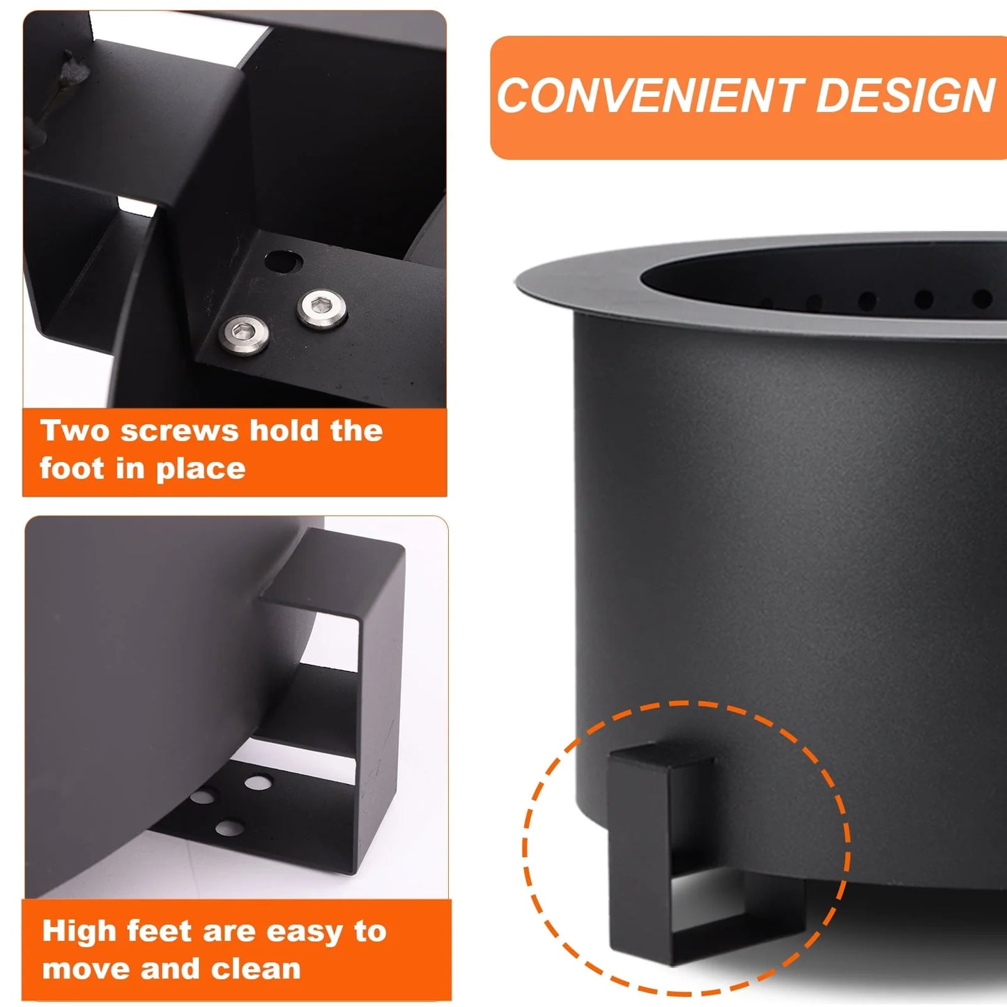MAGIC UNION 21.5 Inch Smokeless Metal Fire Pit Large Wood Burning Bonfire Firepit with Handle Poker Waterproof Cover for Backyard Patio (Black)