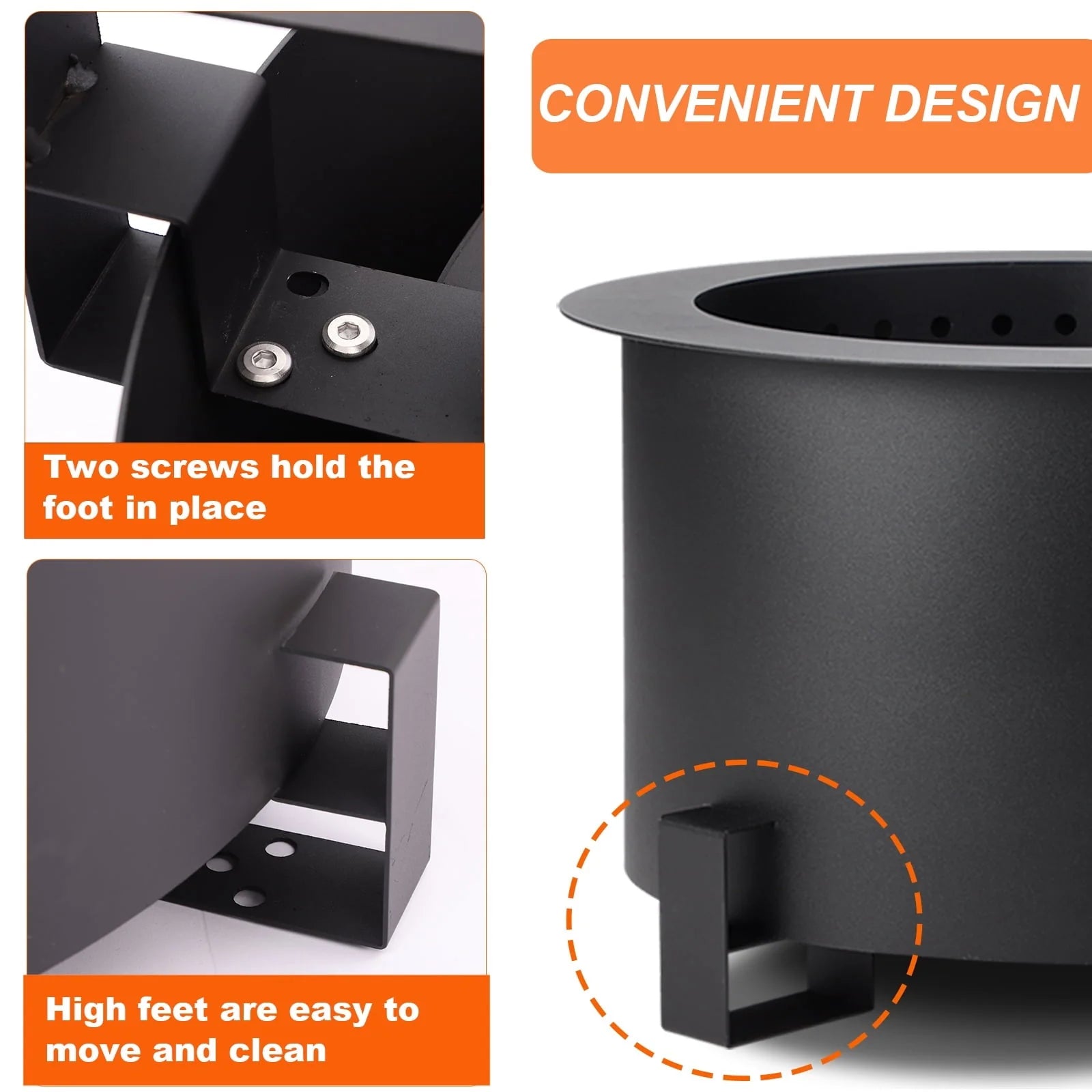 MAGIC UNION 21.5 Inch Smokeless Metal Fire Pit Large Wood Burning Bonfire Firepit with Handle Poker Waterproof Cover for Backyard Patio (Black)