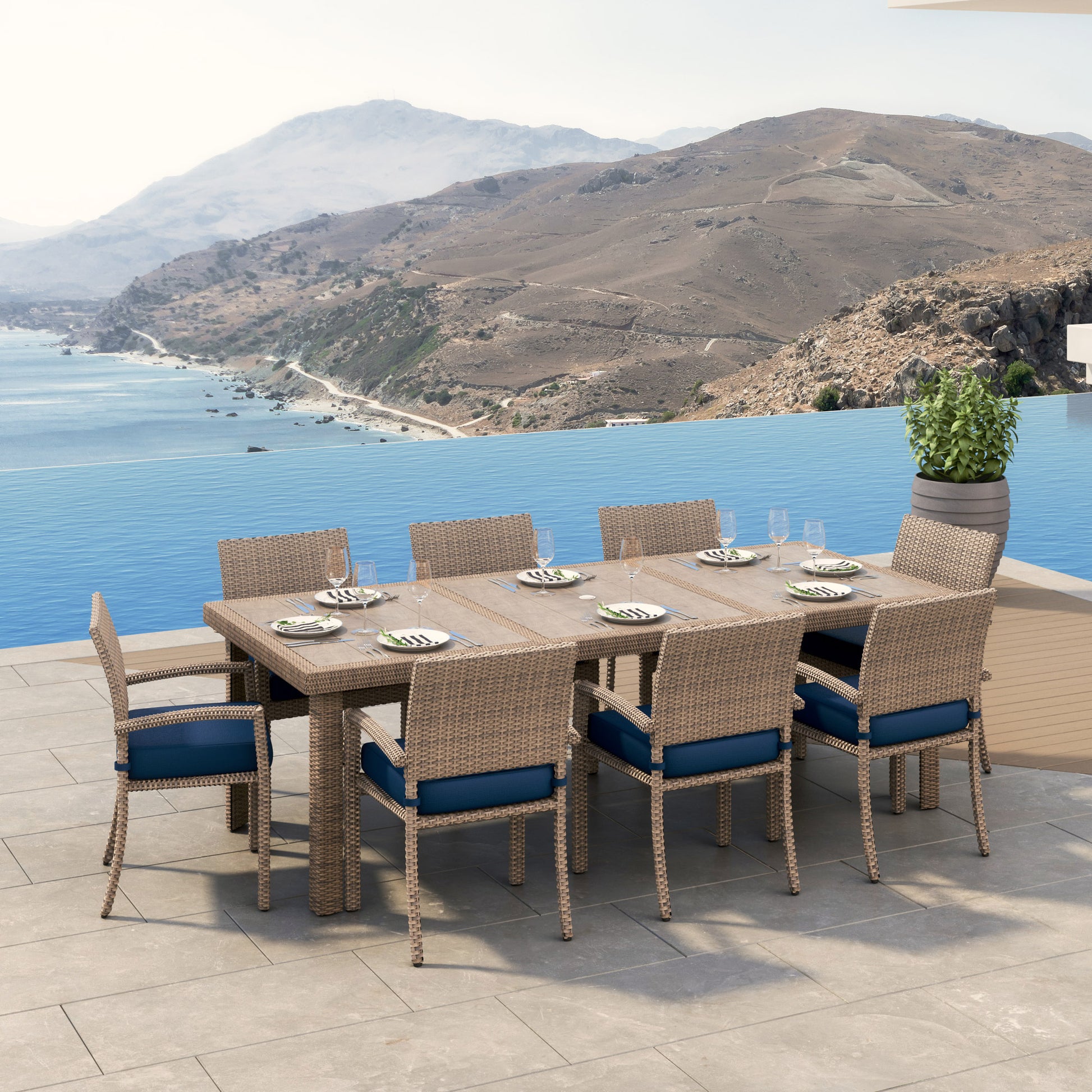 Portofino Repose 9-piece Outdoor Patio Dining Set