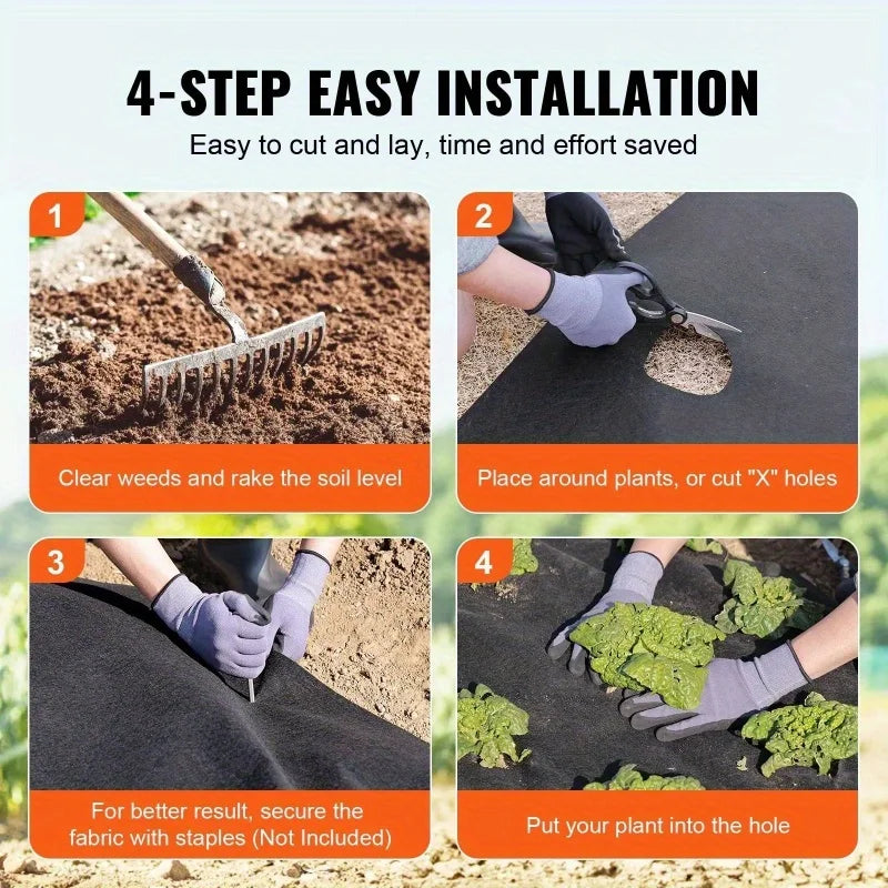 Heavy-Duty Non-Woven Geotextile Fabric 8oz UV Water Permeable Weed Barrier for Garden Landscaping Driveway Patio Walkway Ground Cover 6x100ft Roll Easy Installation Durable Sturdy Construction