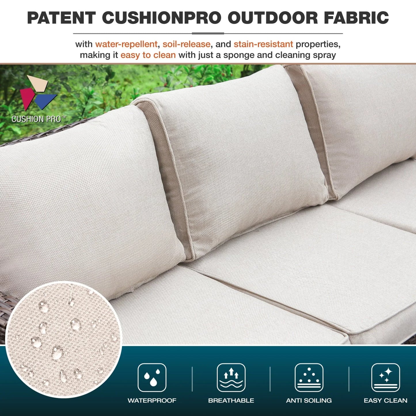 MF Studio 9-Seat Outdoor Patio Conversation Set Wicker Furniture Sofa Set Beige