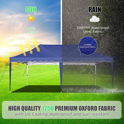 HOTEEL 10x20 Pop Up Canopy Tents for Parties, Outdoor Tent with Wheeled Bag & 4 Sandbags, Easy Setup Shelter Gazebo for Wedding, Patio Events, Commercial, Party -Waterproof and UV50+, Dark Blue