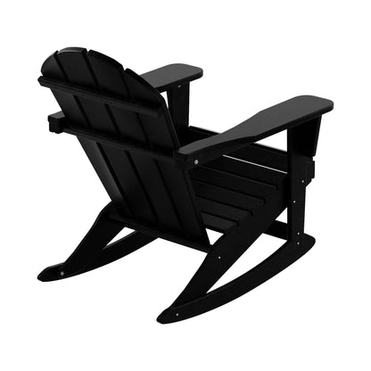 WestinTrends Malibu 3 Piece Outdoor Rocking Chair Set, All Weather Poly Lumber Porch Patio Adirondack Rocking Chair Set of 2 with Side Table, Black