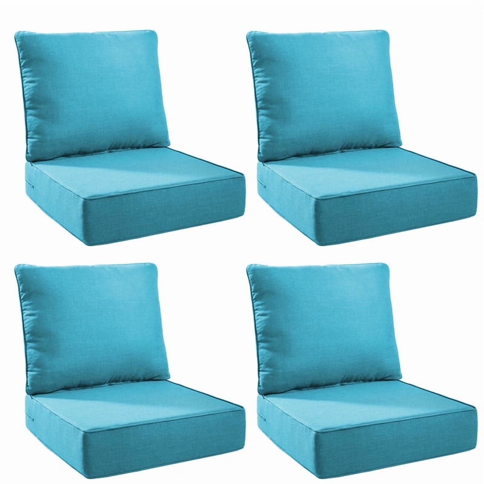 Terraloom 6 Inch Outdoor Cushions 24x24" - Water Resistant 2 Set Deep Seating Patio Chair Back& Seat Cushion for Wicker Rocking Swivel Chairs Loveseat Couch Sectional Sofa in Beige