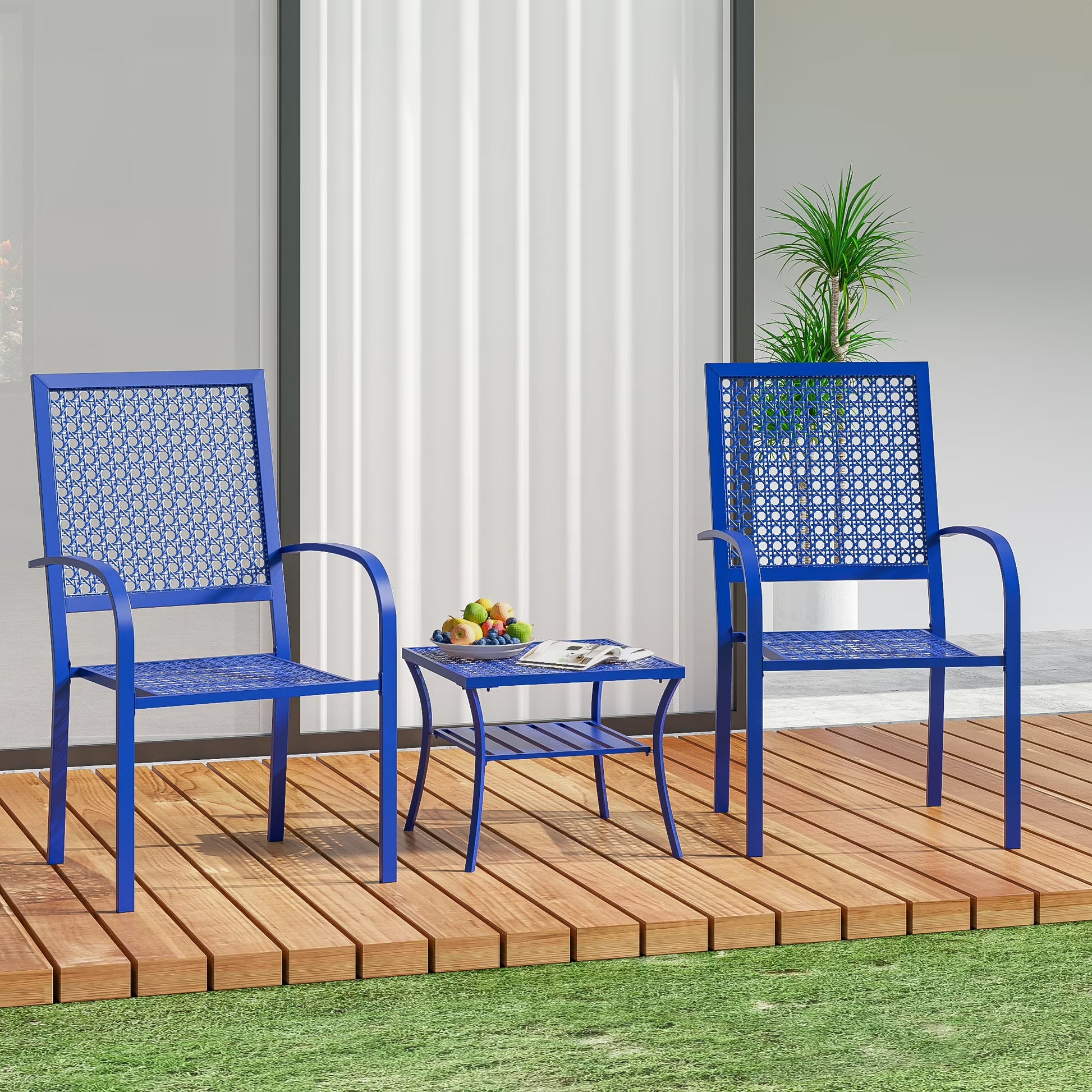 Patio Bistro Set, Bistro Table and Chairs Set of 2, Outdoor Bistro Set for 2