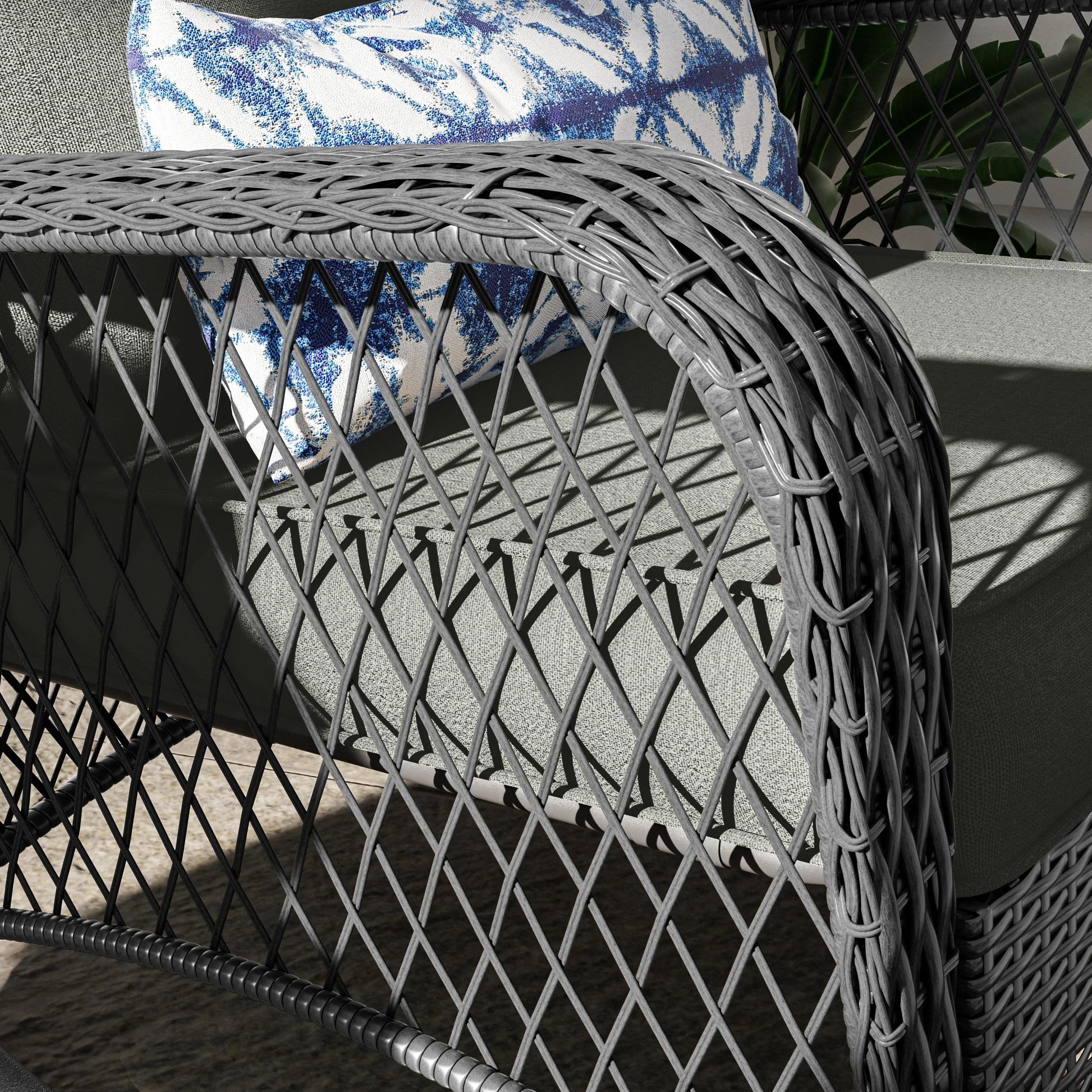 MRUAKA Outdoor Rocking Chairs Set of 3, Wicker Patio Furniture with Thickened Cushions and Table for Porch350lbs Weight Capacity(Gray)